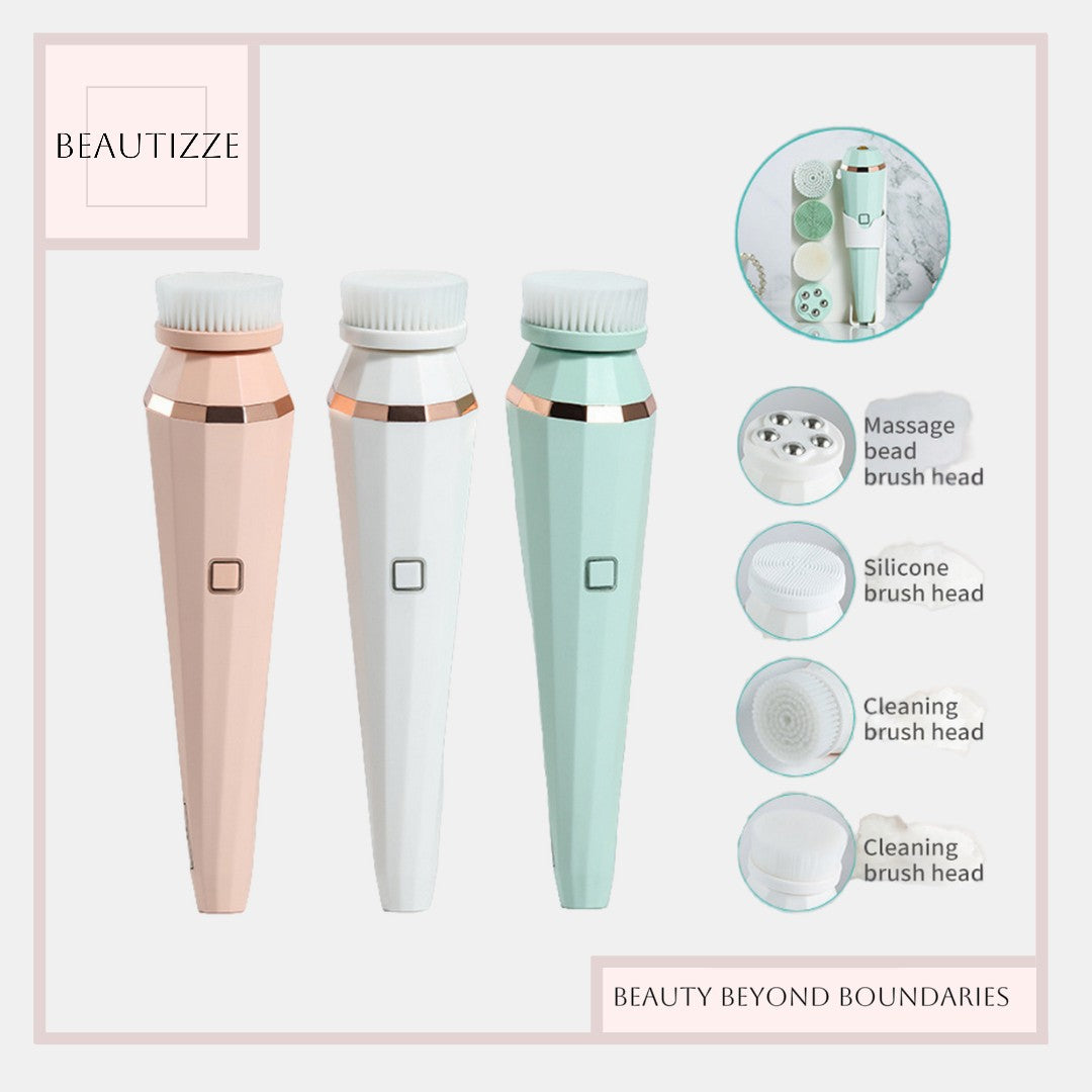 4-in-1 USB Rechargeable Electric Facial Cleansing Brush – Best Deep Cleaning Device for Radiant Skin